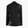 Costumes pour femmes Blazers haute rue élégant femmes Blazer simple bouton maille Patchwork broche mince qualité noir Mini BJ