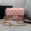 2023 Handväska crossbody designer väskor cc väska mini svarta rosa väskor guld hårdvaru purs kvinna sling väska klassisk klaff plånbok cross body woc sma