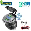 QC 3.0 double prise de chargeur de voiture USB avec câble prise de courant de Charge rapide étanche pour 12V-24V moto bateau camion marin ATV