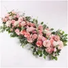 Decorative Flowers Wreaths 50/100Cm Diy Flower Wall Arrangement Supplies Silk Peonies Rose Artificial Row Decor Iron Arch Drop Deliver Dh7To