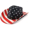 Berets Men Women Straw Western Cowboy Hats Wide Brim Sunhat USA National Flag Pattern Summer Sombrero Travel Sunbonnet Outdoor Size L