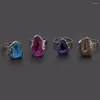 Cluster Rings Style Natural Stone Ring Adjustable Alloy Irregular Agates Charms For Elegant Women Love Romantic Birthday Gift