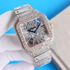 Hollow Out Diamond Watch Men Kwarc Ruch 39,8 mm Wodoodporna bransoletka Sapphire Business zegar ze stali nierdzewną 904L Na rękę Montre de Luxe