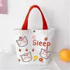 Storage Bags Cartoon Pattern Lunch Bag Portable Canvas Food Picnic Organizer Lovely Handbag Tote Shopping For Women Kids