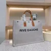 Diseñador Rive Gauche Beach Tote Bag Bolso de mujer Bolsos de compras de moda de lujo Top Lino Bolsos grandes Lona de viaje Satchel Wallet Totes