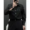 Camicie casual da uomo Cerchio di metallo Design manica lunga Cargo Shirt Abbigliamento Autunno Fresco Allentato Ropa Hombre Plus Size Blusas Camisas De