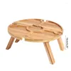 Camp Furniture Wooden Outdoor Wine Table Folding Picnic With Glass Rack Portable Tool T21C