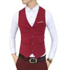 Men's Vests Men's Navy Blue Dress Suit Vest Waistcoat 2023 Slim Fit V Neck Tuxedo Men Formal Business Smart Casual Gilet Homme 3XL