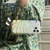 3D Galvanisé Clam Conch Shell Aurora Laser Cas Métal Sculpté Perle Bracelet Sangle Transparent Doux Antichoc Couverture Arrière Pour iPhone 14 13 12 11 Pro Max Plus