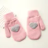 Gants tricotés en peluche pour femmes et filles, en peluche, cœur d'amour, pour écran tactile, chauds, doigt complet, mitaines épaisses pour l'extérieur, nouvelle collection hiver