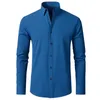 Men's Dress Shirts Solid Long Sleeve Stretch 4-Way Formal Shirt Business Casual Button Down Cotton