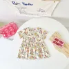 Robes de fille imprimé bébé filles robes vêtements coton manches courtes pour tout-petit pour les vêtements de plage décontractée 6m-4t