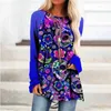 Women's Blouses Halloween Skull Print Women Blouse O-neck Long Sleeve Clothes For Plus Size Vintage Top Et Chemises Femmes Camisas