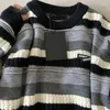 Women's Hoodies Lazy Style Soft Waxy Striped Sweater For Men And Women In Autumn Winter Loose Casual High-end Hong Kong Forest