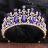 Elegant 5 Colors Green Blue Red White Crystal Tiara Crown Wedding Hair Jewelry Bridal Bride Luxury Crown Hair Accessories