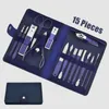 Set manicure per unghie Set di strumenti per manicure blu Pro Max Kit tagliaunghie professionale in acciaio inossidabile di pedicure Tronchesi per paronichia Trimmer 230425