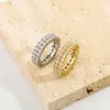 GZW 2,5 mm-3mm Ny dubbel rad full zirkoniumband ring prong kubik zirkoniume 14k guldfärg bevarar plätering hiphop finger ringar för män kvinnor enkla ins rappar smycken