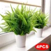 Flores decorativas 4pcs plantas artificiais eucalipto samambaias de plástico folhas verdes plantas de flores falsas casamentos de decoração de decoração de decoração