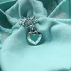 Designer Brand Tiffays S925 Sterling Silver Womens Blue Heart Necklace Lettera Love Ciondo