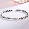 Bangle Vintage Punk Thai Silver Color for Women mode Simple Twist Woven Geometric Wrist smycken Party Gift