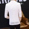 بلود أسود جوفاء يرى من خلال Blazers Mens Sexy Slim Fit Mid Sleeve Small Jackets Summer Summer Thin Corean Clothing