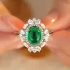 ANSTER New Design 14K 9K Fine Jewelry Women Solid Gold 4.15Ct Lab Grown Emerald Rings