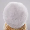 Caps Hats Women Winter Luxury Real Rex Rabbit Fur Hat Sticked Top Natural Cap Genuine Beanies 231124