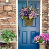 Kwiaty dekoracyjne moda sztuczne drzwi lawendowe wiszące tworzenie atmosfery fałszywy pierścień kwiatowy realistyczny wygląd
