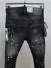 NOWOŚĆ MĘŻCZYZN JEANS Hole jasnoniebieski ciemnoszary Włosze Man Man Long Spods Spodnie Streetwear Dżins Chude Slim Rower Jean dla D2 najwyższej jakości 28-38 Rozmiar 988101
