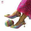 Dress Shoes Colorful Italian Women Pumps Matching Evening Bag Decorate With Rhinestone Pointed Toe Comfortable For Wedding