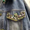 Women's Jackets Heavy Work Beaded Diamond Sequins Short Denim Jacket Women Casual 2023 Spring Lapel Long Sleeve Frayed Hole Jeans Coat