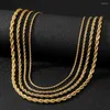 Chains Women Men Ropes Long Necklace Stainless Steel Minimalist Twist Rope Chain Gold Color Silver Choker Jewelry