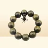 Gold Silk Nanmu Shen Xiang Yin Wood Wu Mu Buddha Beads Men039s 20mm Old Material Bracelet Bangle7559326