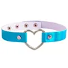 Choker Goth Blue Laser Light Pu Leather Necklace Women Punk Harajuku Heart Cross Gothic Jewelry Sexiga tillbehör