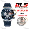 BLS Chronomat B01 ETA Valjoux A7750 Automatik-Chronograph Herrenuhr 44 Keramiklünette Blaues weißes Zifferblatt Gummi AB0136161C1S1 Super Edition Reloj Hombre Puretime B2