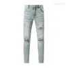 2023Designer Mens Fashion Revival Haute Qualité Régulière Lettre Moderne Patch Travail Ripped Hole Stack Européenne Jean Denim Version Longue Droite Hommes Pantalons