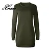 Robes décontractées Xnxee mode femmes hiver chaud sweat robe col rond épaissir à manches longues fête Mini solide mince