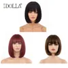 Perucas sintéticas idolla curta bob peruca com franja completa cor natural para mulheres brancas pretas halloween natal cosplay lolita cabelo 230425