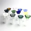 14mm 18mm Male Glass Bowl for Bong Thick Colorful Pyrex Glass Water Pipes with Green Blue Pink Black Side Handle Bongs Smoking Water Bowls