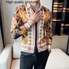 Men's Casual Shirts 2023 Luxury Paisley Gold Printed Shirt Royal Club Clothing Korean Long Sleeve Slim Tuxedo