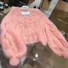 Высокие свитера, версия дизайнерского письма, женский полноценный темпераментный французский нишевый розовый свитер в стиле ретро, дневной, ленивый, свободный, верхняя одежда
