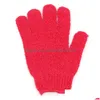 Badborstels Sponzen Scrubbers Exfoliërende handschoenen 12 kleuren Lichaamsscrubwanten voor douche Spa Mas Dode huidcellen Drop Delivery Dhxiy