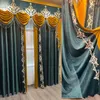 Curtain European Classical Luxury Window Curtains For Living Room Bedroom Dark Green Velvet Blackout Villa French Custom Cortinas