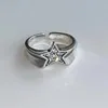 Anneaux de cluster Y2K années 90 brillant irrégulier étoile ouverture anneaux pour femmes Egirl Vintage cristal pentagramme réglable anneau amant bijoux 230424