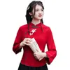 Ethnic Clothing Chinese Style Women's Shirt 2023 Autumn And Winter Tang Decoration Body Cheongsam Top