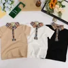 Preppy-Stil für Kinder, Designer-Poloshirts, Babykleidung, Sommerkleidung für Jungen und Mädchen, kariertes weißes Polo-T-Shirt