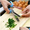Fruit Vegetable Tools Stainless Steel Cooking Kitchen Accessories 5 Layers Knives Sushi Shredded Scallion Cut Herb Scissors W0146 Dhomc