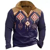 Herren-Kapuzenpullover, Ethno-Stil, Reißverschluss-Pullover, 3D-Totem-Druck, hochwertige Vintage-Kleidung, übergroßes Oberteil, Herbst-Outdoor-Sport-Shirt