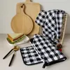 Table Napkin 6Pcs Cotton Check Square Tea Towel Kitchen Background Cloth Napkina Household Dinner El Plaid Black Red