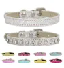 Collare per animali regolabile rosa con strass Collare per cani per gatti Decorazione in pelle Collana di diamanti di lusso per cani di piccola taglia2919142